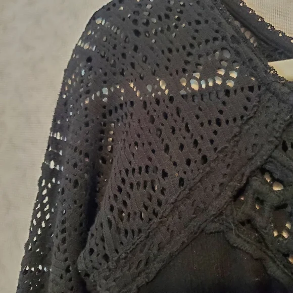 Free People Crochet Black Mini Dress XS - Picture 5 of 10